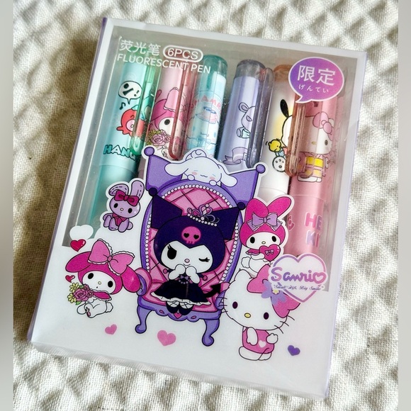 New Sanrio Kuromi Zip Pouch, Pen, Highlighter Markers, Note Pad - Set of 4 - Picture 5 of 7